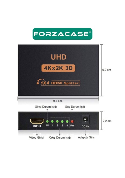 1x4 4k Hdmı Switch Ekran Monitör Splitter Çoğaltıcı - Fc1034
