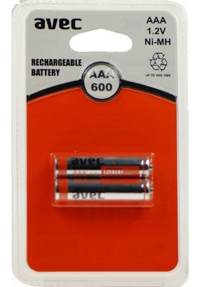 Avec 600 mAh AAA Ni-MH Şarj Edilebilir İnce Kalem Pil 2'li