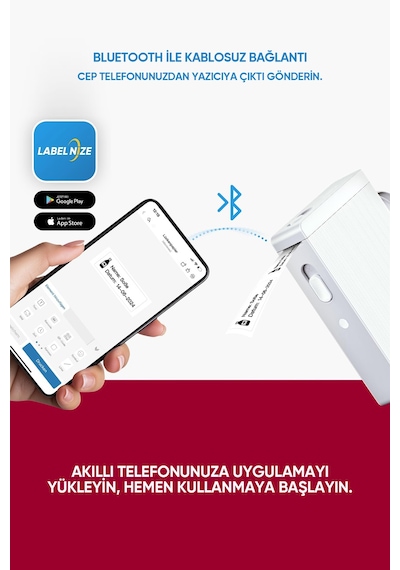 Etiket Makinesi P22 Beyaz - Bluetooth Termal Yazıcı