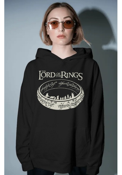 Sevbano Lord Of The Rings Yüzüklerin Efendisi Film Ön Baskılı Unisex Over Siyah
