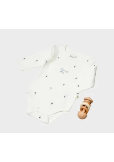Biorganic Bibaby Organik Body Uzun Kol Love Floral Ekru - Lila-11660 Ekru