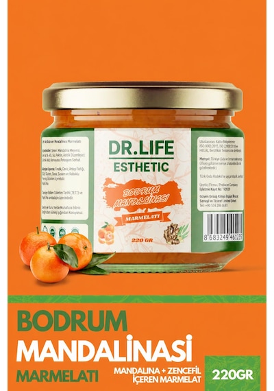 Dr.life Esthetic Bodrum Mandalinası Marmelatı - Zerdeçal, Zencefil & C Vitamini Destekli 220 Gr