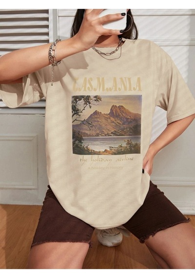 Unisex Casmania Baskılı Oversize T-shirt 001
