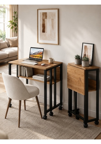 Sidney Kitaplık Raflı Katlanır Masa 70 Cm Tekerli Bilgisayar Masası Laptop Masası Siyah - Çam Sidney Kitaplık Raflı Katlanır Masa 70 Cm Tekerli Bilgisayar Masası Laptop Masası Siyah - Çam