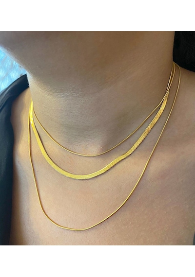 Kadın Üçlü Model İtalyan Ezme Çelik Kolye Gold Kadın Üçlü Model İtalyan Ezme Çelik Kolye Gold