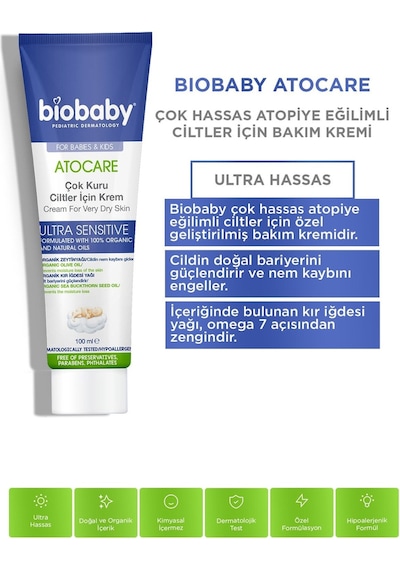 Biobaby Kuru ve Atopik Ciltler için Şampuan 300 ML + Krem 100 ML
