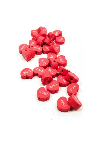 90 Adet 10 Mm Polimer Kil Fimo Boncuk Takı Bileklik + 5 Metre Misina  - Smile - Nazar - Love