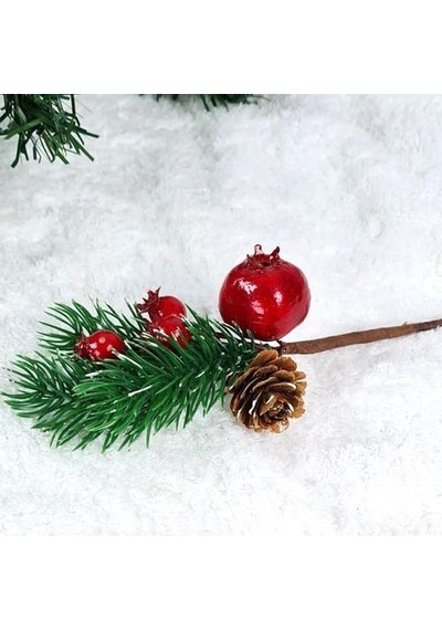 Yılbaşı Kozalaklı Narlı Kokinalı Yapay Çiçek 18 Cm Dekoratif Aranjman