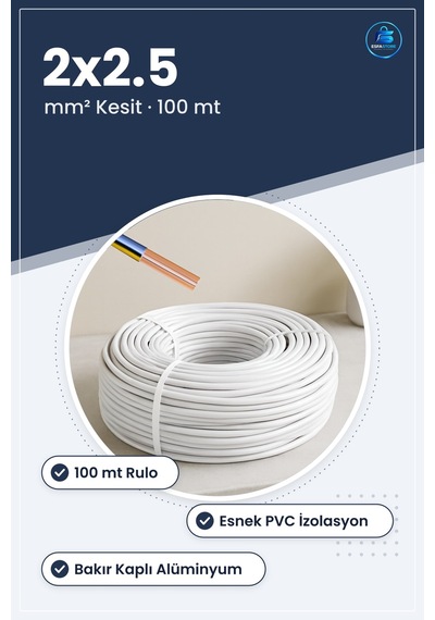 Elektrik Tesisat Kablosu Ttr Cca ² 100 Mt Esnek Pvc İzoleli Bakır