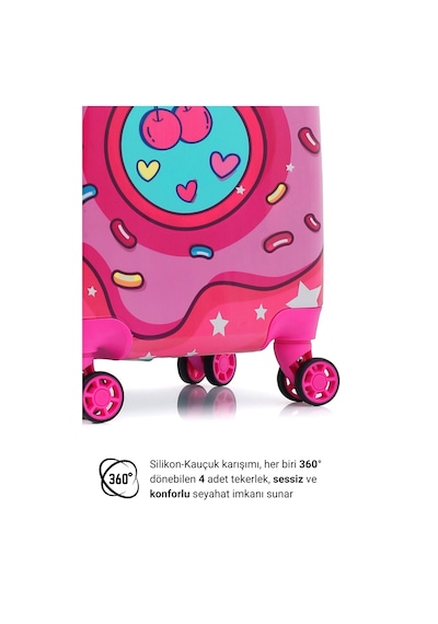 Gedox Kids Mor Pembe Dondurma Donut Desenli Kız Çocuk Valizi 151.01 Mor Pembe Dondurma Donut