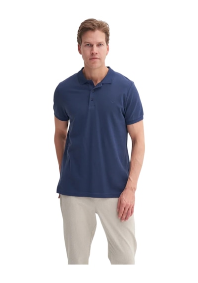 Cazador Erkek Polo Yaka Slim Fit Pike Düz Pamuklu Tişört İndigo