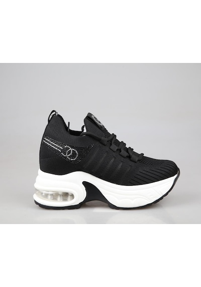 Guja 25y300-14 Dolgu Topuk Siyah Kadın Sneakers Siyah