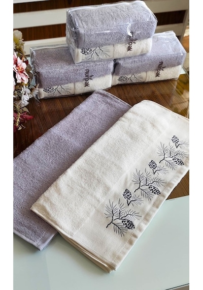 Nurpak Çeyizlik 2.li Set Lüks 50x90cm. %100 Pamuk El,yüz Havlusu Özel Hediyelik Ambalajda Lila
