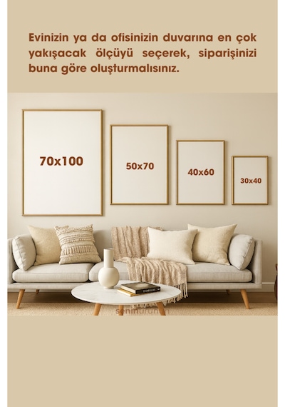 Huzurlu Yansımalar - Gerçek Cama Baskı Gold Alüminyum Metal Çerçeveli 3'lü Modern Tablo