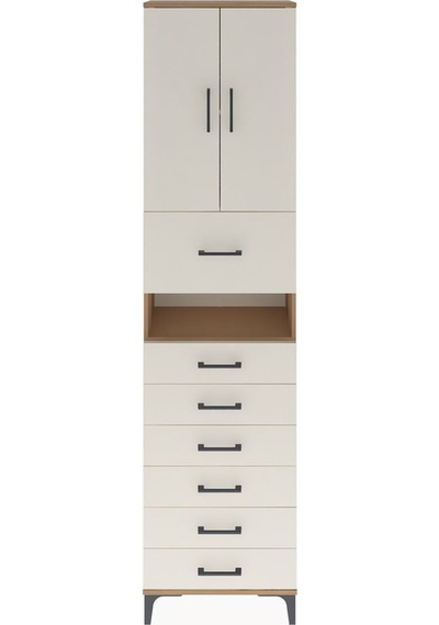 Arges Dolap 3 Raflı 6 Çekmeceli 2 Kapaklı 60x30x243 Çam-aytaşı Atlas Çam
