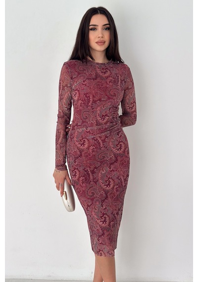 Noa & Noa Kadın Paisley Desenli Midi Elbise Burgundy Veil Bordo Noa & Noa Kadın Paisley Desenli Midi Elbise Burgundy Veil Bordo