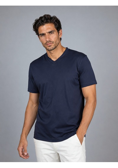 Bisse Lacivert V Yaka Basic T-shirt Ts26y26101 D39