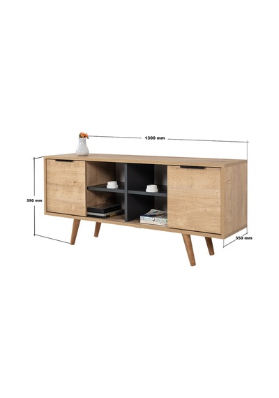3319 Sina 130 Cm Ahşap Ayaklı , Metal Kulplu Tv Ünitesi , Safir - Antrasit , Tv Sehpası , Salon Safir - Antrasit