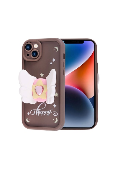 Zore İphone 14 Kılıf Kamera Korumalı Figür Tasarımlı Ogaa Kapya Kapak - Pembe Koyu