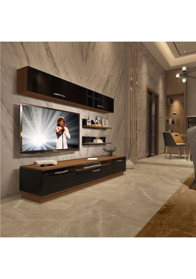 Decoraktiv Trendstyle 5 Mdf Tv Ünitesi Tv Sehpası Ceviz - Siyah