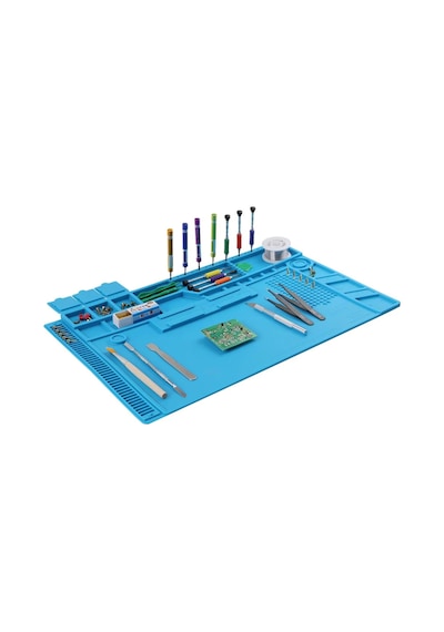 Isıya Dayanıklı Silikon Tamir Onarım Lehim Matı Pedi Magnetli-antistatik 45x30 Cm , Tamir Matı