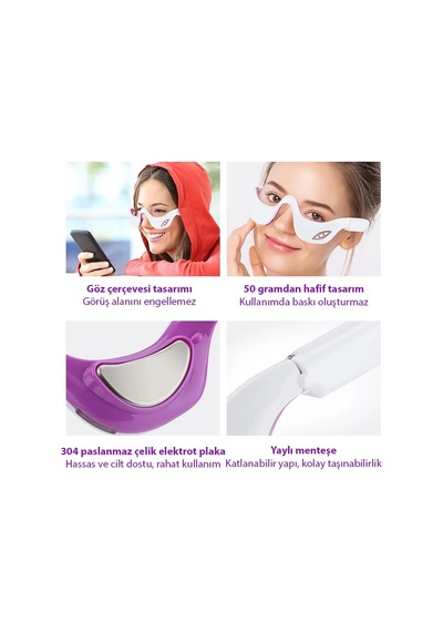 Göz Masaj Aleti 3 Fonksiyonlu, Isıtmalı, Titreşimli Ve Ems Mikro Akımlı Usb Type-c Şarjlı 50 G - Mh-hs8098-9861