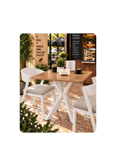 Mutfak Cafe Balkon Bahçe Restoran Yemek Masası 70x70 Beyaz Çam Kare Beyaz - Atlantik Çam Beyaz - Atlantik Çam