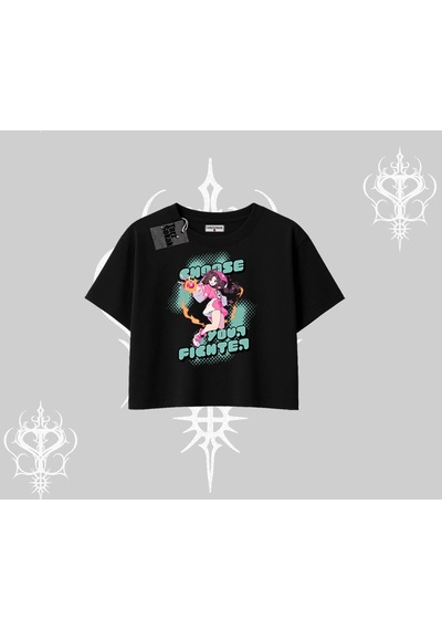 Startmore Startmore Oversize Crop Tshirt Oversize Anime Kız Desenli Japon Stil Siyah