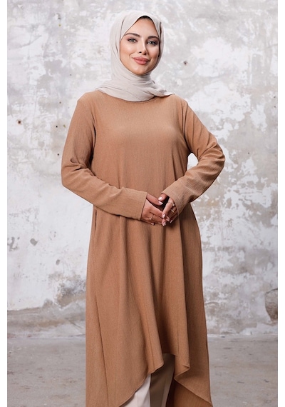 Bestenur Asimetrik Kesim Tunik 1253 - Vizon