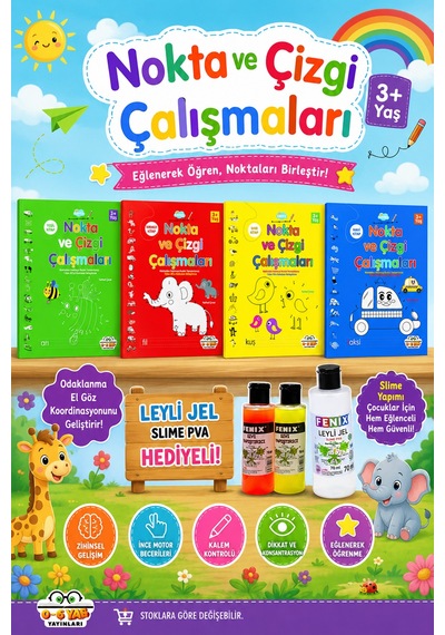 3-6 Yaşa Uygun Nokta Ve Çizgi Çalışmaları Seti - 4 Kitap