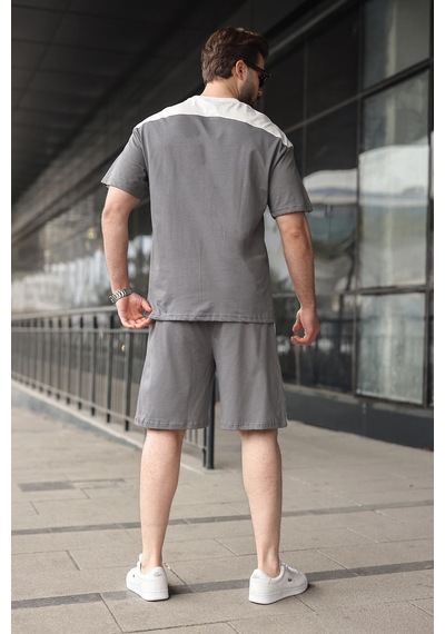 Madmext Füme Erkek Şort T-shirt Takımı E7346 Füme