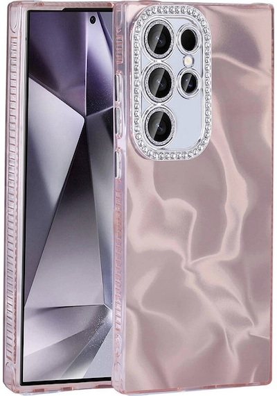 Galaxy Uyumlu S24 Ultra Kılıf Airbagli Parlak Taş Detay Tasarımlı Redclick Esila Kapak - Pembe