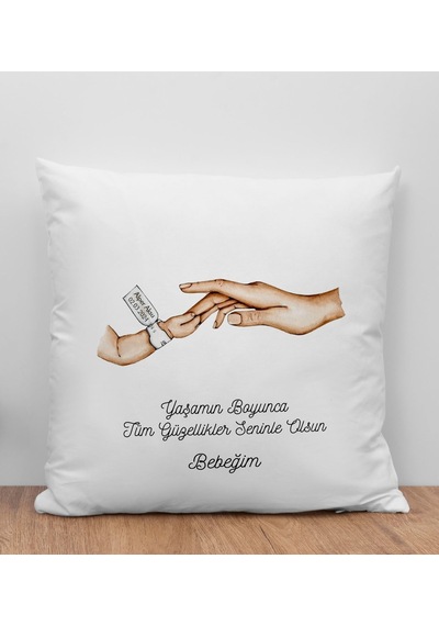 Bk Gift Kişiye Özel Renkli Anne-çocuk El Tasarımlı Beyaz Kırlent Yastık-3, Anneye Hediye, Ev Dekorasyonu, Yeni Doğum Hediyesi Kobitmeyencom30350 Bk Gi