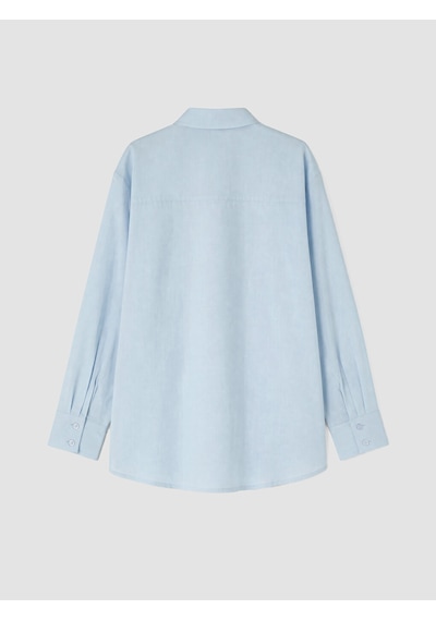 Lcw Vision Mavi Oversize %100 Pamuklu Kadın Gömlek