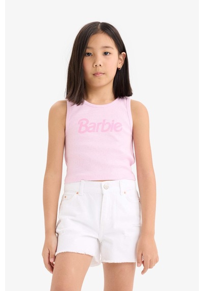 DeFacto Kız Çocuk Barbie Bisiklet Yaka Atlet E6521A825HSPN614 Pembe