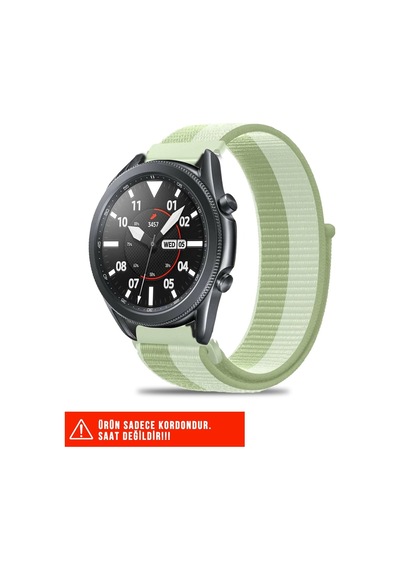 Samsung Galaxy Watch 46mm / Galaxy Watch 3 45mm / Gear S3 İle Uyumlu Hasır Örgü Spor Cırtlı Kor Açık Kahverengi