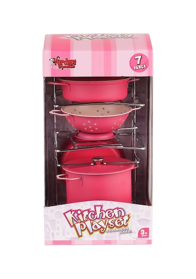 Atf-683g-6 Raflı Pembe Emaye Tencere Tava Seti 7 Parça -vardem - Izbp-891369 1 Adet