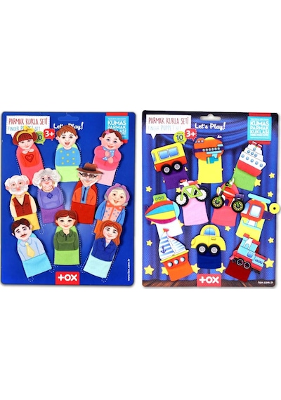 2 Set - 20 Parça Tox Taşıtlar Ve Aile Bireyleri Parmak Kukla T752