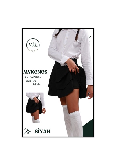 Mykonos Etek Siyah Içte Sabit Şortlu Yüksek Bel Likralı Bürümcük Kumaş Skirt With Shorts 4105 Siyah