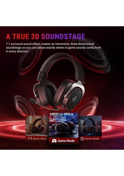 Heroad Vt200 6.0 Gaming Oyuncu Kulaklığı 53 Mm - Protein Deri 7.1 Surround 3 Mod 3.5mm, 2.4ghz,