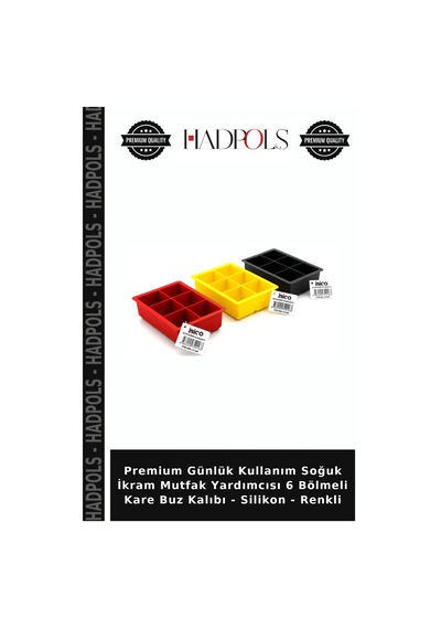 Premium Günlük Kullanım Soğuk İkram Mutfak Yardımcısı 6 Bölmeli Kare Buz Kalıbı - Silikon - Renkli Çok Renkli