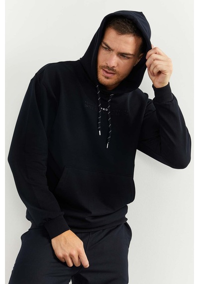 Tommy Life Lacivert Kapüşonlu Kanguru Cep Lastik Paça Erkek Oversize Eşofman Takımı - 85117 Lacivert