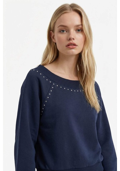 Defacto Oversıze Geniş Kalıp Açık Omuz Kalın Kumaş Sweatshirt G7880ax25cwnv1 Lacivert-nv1