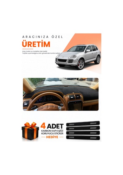 Porsche Cayenne 2002-2010 Uyumlu Torpido Koruma Örtüsü Oto Kılıfı - Siyah Kahverengi
