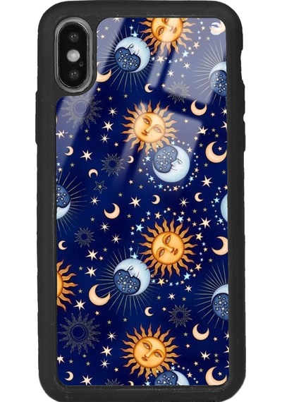 Apple Uyumlu iPhone Xs Max Ay Güneş Pijama Tasarımlı Glossy Telefon Kılıfı Çok Renkli