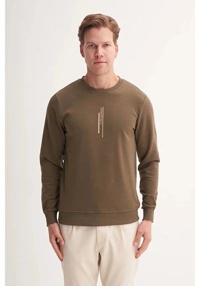 Cazador Slim Fit Mevsimlik 3 İplik Pamuk Karışımlı Sweatshirt-54185 Kahverengi