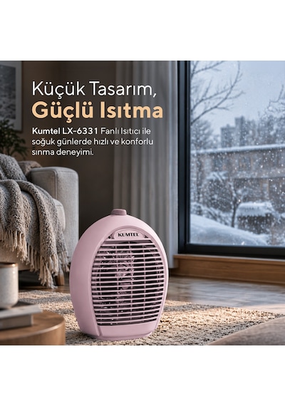 Kumtel LX-6331 2000 W 3 Kademeli Sıcak-Soğuk Üflemeli Elektrikli Fanlı Isıtıcı Pembe