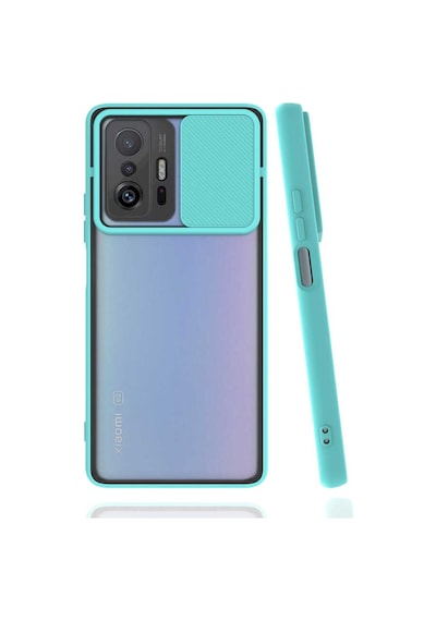 Noktaks - Xiaomi Uyumlu Xiaomi Mi 11t 5g - Kılıf Slayt Sürgülü Arkası Buzlu Lensi Kapak - Kırmızı