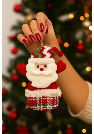 1 Adet Peluş Karakterlerle Eğlenceli Yeniyıl Dekoru Noel Figürleri Yılbaşı Ağaç Süsleri 17 Cm X 11cm Çok Renkli