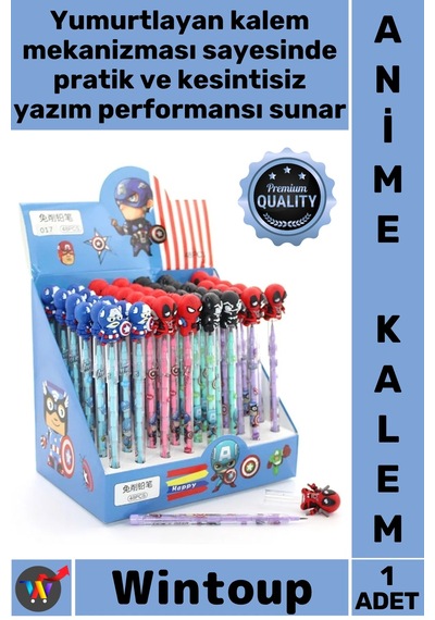 Kalem Özel Tasarım 17 Cm Çocuk Okul Ofis Ders Not Koleksiyonluk Kahraman Figürlü Yumurtlayan Kalem